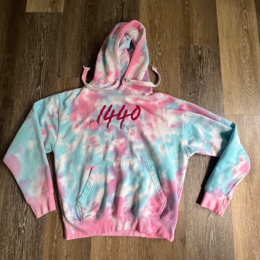 Laviva Sports Hoodie Unisex Medium Pink Blue Tie Dye p1440 Pullover Sweatshirt